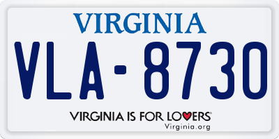 VA license plate VLA8730
