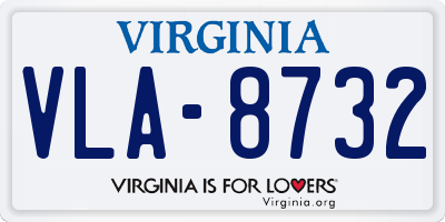 VA license plate VLA8732