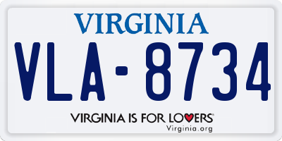 VA license plate VLA8734