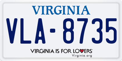 VA license plate VLA8735