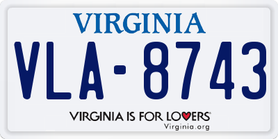 VA license plate VLA8743