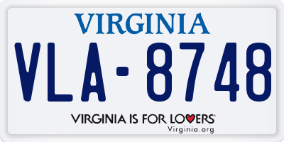 VA license plate VLA8748