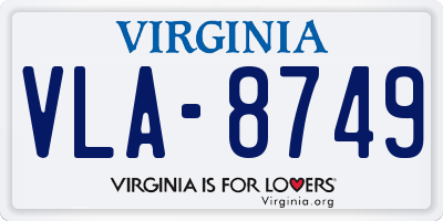 VA license plate VLA8749