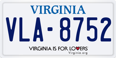 VA license plate VLA8752