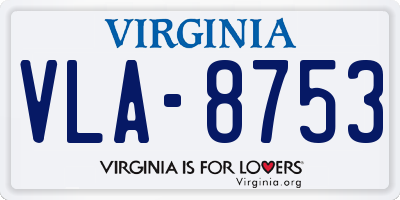 VA license plate VLA8753