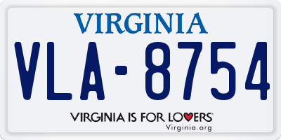 VA license plate VLA8754