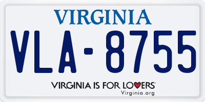VA license plate VLA8755