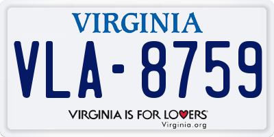 VA license plate VLA8759