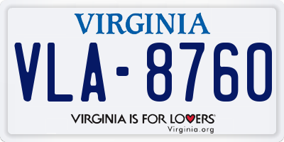 VA license plate VLA8760