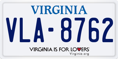 VA license plate VLA8762