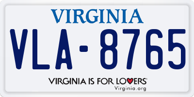 VA license plate VLA8765