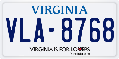 VA license plate VLA8768