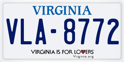 VA license plate VLA8772