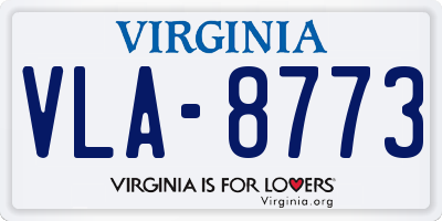 VA license plate VLA8773