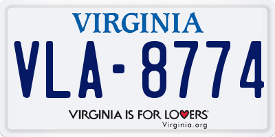 VA license plate VLA8774