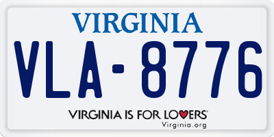 VA license plate VLA8776