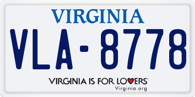 VA license plate VLA8778