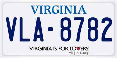 VA license plate VLA8782