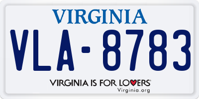 VA license plate VLA8783