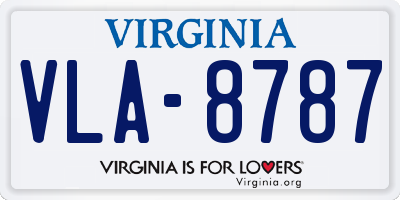 VA license plate VLA8787