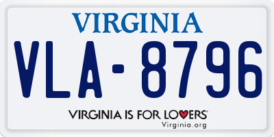 VA license plate VLA8796