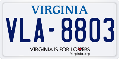 VA license plate VLA8803