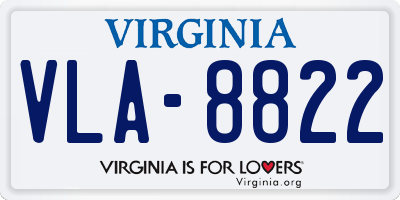 VA license plate VLA8822