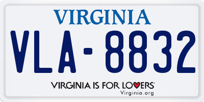 VA license plate VLA8832