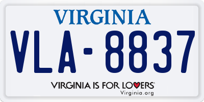 VA license plate VLA8837
