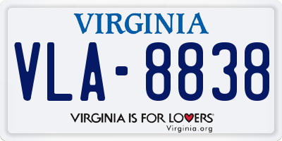 VA license plate VLA8838
