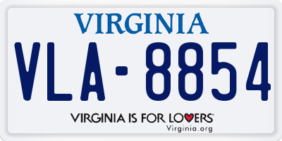 VA license plate VLA8854