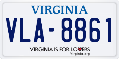 VA license plate VLA8861