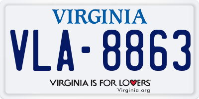 VA license plate VLA8863