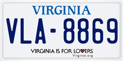 VA license plate VLA8869