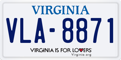 VA license plate VLA8871