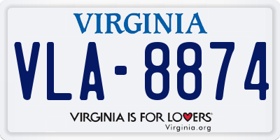 VA license plate VLA8874