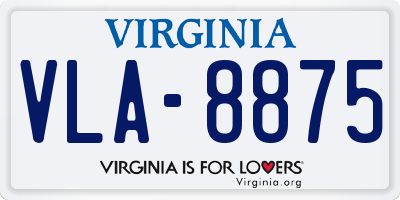 VA license plate VLA8875