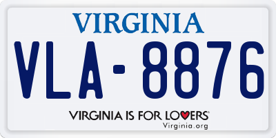 VA license plate VLA8876