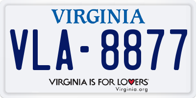 VA license plate VLA8877