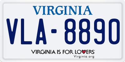 VA license plate VLA8890