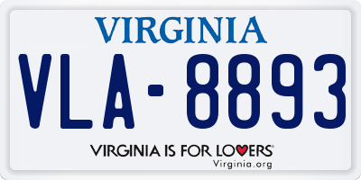 VA license plate VLA8893