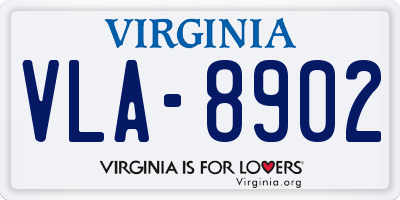 VA license plate VLA8902