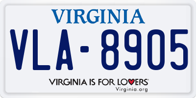 VA license plate VLA8905
