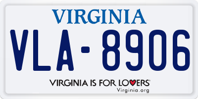 VA license plate VLA8906