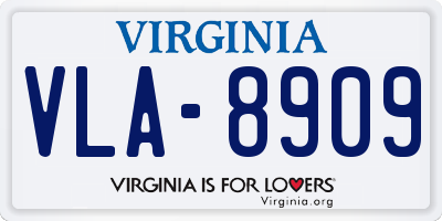VA license plate VLA8909