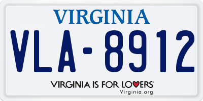 VA license plate VLA8912