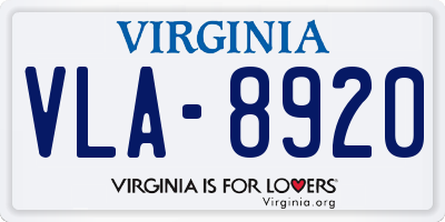 VA license plate VLA8920