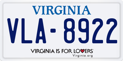 VA license plate VLA8922