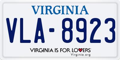 VA license plate VLA8923