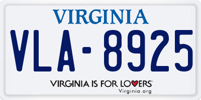 VA license plate VLA8925